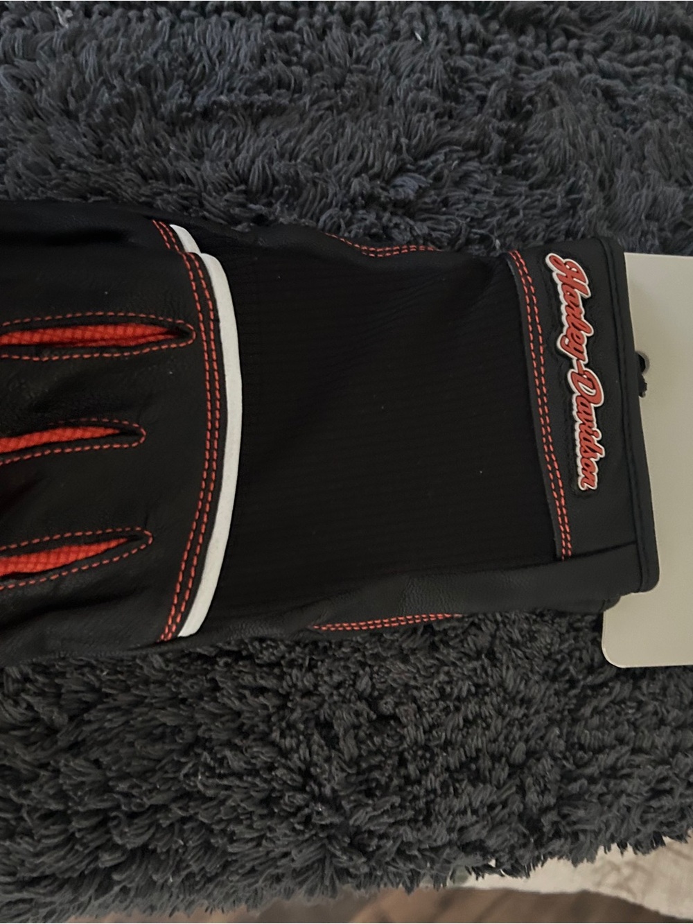 Harley-Davidson Black Gloves with Red and White Accents